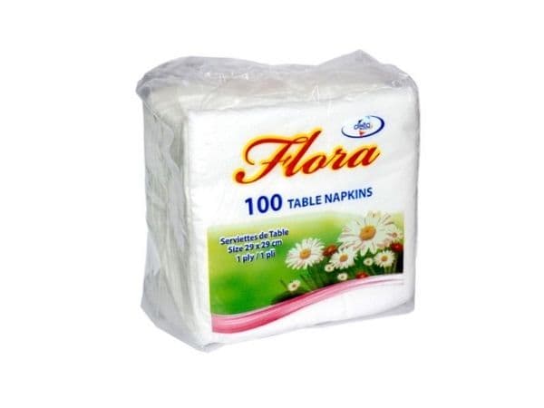 FLORA TABLE NAPKIN ASSORTED COLOURS 1X100